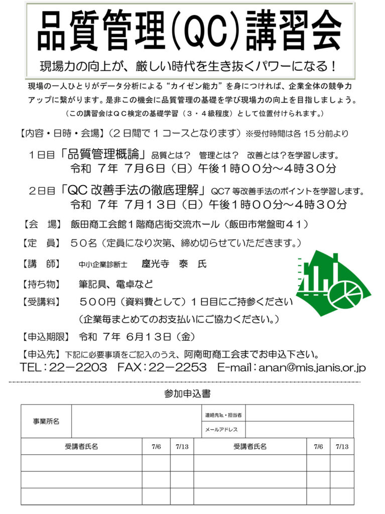 品質管理(QC)講習会 阿南町商工会